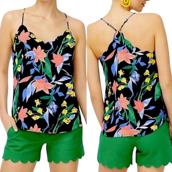 J. Crew Factory Floral Scalloped Cami Top Size 8 - Picture 1 of 6